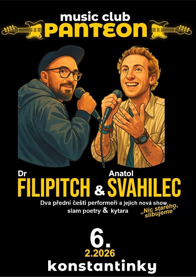 Plakát události Anatol Svahilec & Dr. Filipitch aneb slam poetry vs. kytara
