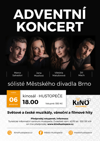 Plakát události Adventní koncert sólistů Městského divadla Brno