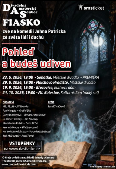 Plakát události Pohleď a budeš udiven - divadelní komedie