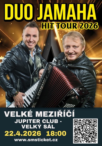 Plakát události Koncert DUO JAMAHA - HIT TOUR 2026 - Velké Meziříčí
