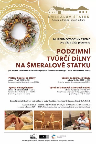 Plakát události Podzimní tvůrčí dílny na Šmeralově statku