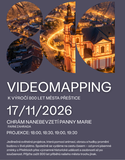 Plakát události Videomapping k výročí 800 let města Přeštice