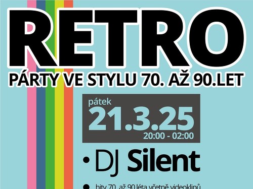 Plakát události Retro párty ve stylu 70. až 90.let