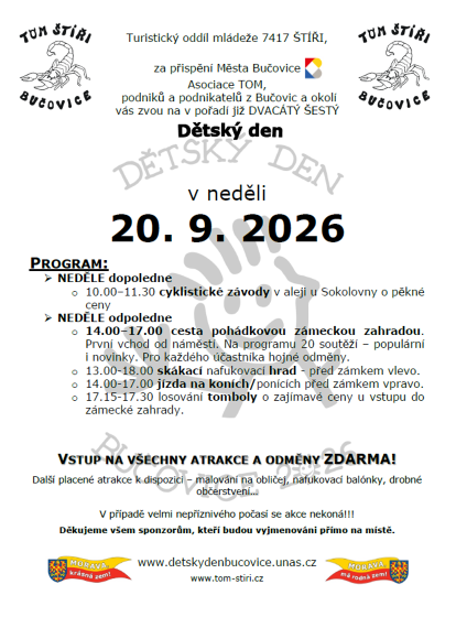 Plakát události Dětský den v Bučovicích