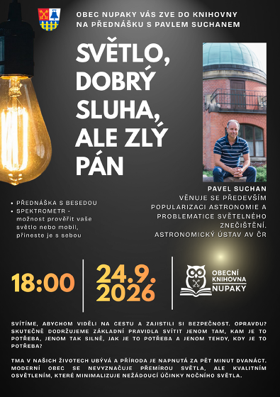 Plakát události Přednáška Světlo - dobrý sluha, ale zlý pán