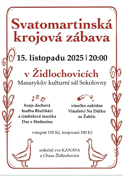 Plakát události Svatomartinská krojová zábava Židlochovice