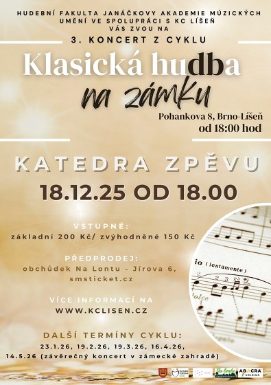 Plakát události Klasická hudba na zámku - prosinec (Katedra zpěvu)