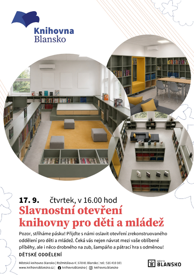 Plakát události Slavnostní otevření knihovny pro děti a mládež