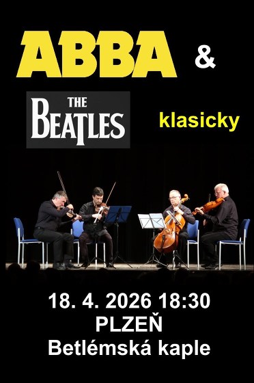 Plakát události ABBA a Beatles klasicky v Plzni