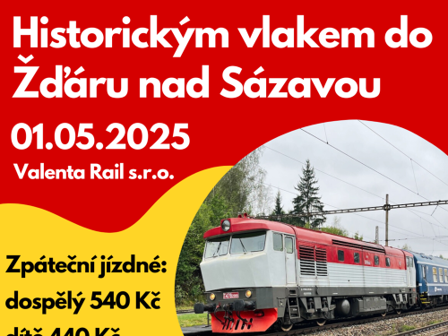 Plakát události Historickým vlakem do Žďáru nad Sázavou