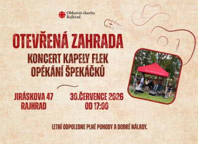 Plakát události Otevřená zahrada - koncert kapely FLEK