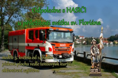 Plakát události Odpoledne s hasiči u příležitosti svátku sv. Floriána