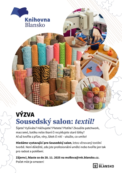Plakát události Výzva pro vystavující – Sousedský salon: Textil!