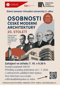 Virtuální univerzita 3. věku, zimní semestr 2026/2027, příjem přihlášek