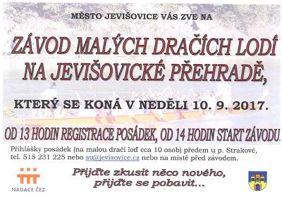 Plakát události Závody malých dračích lodí na Jevišovické přehradě