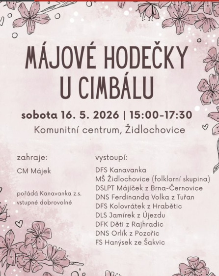 Plakát události Májové hodečky u cimbálu v Židlochovicích