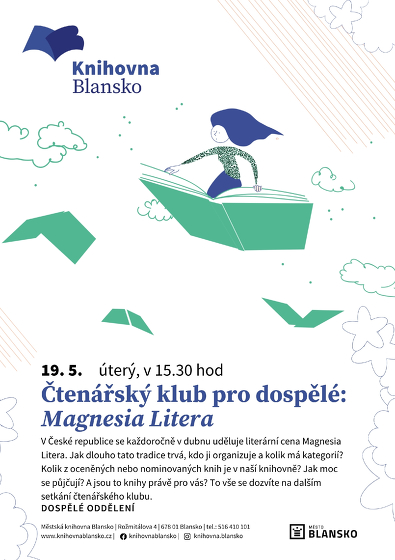 Plakát události Čtenářský klub pro dospělé: Magnesia Litera