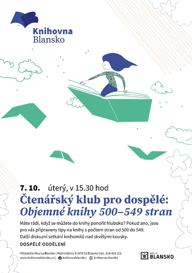 Plakát události Čtenářský klub pro dospělé: Objemné knihy 500–549 stran