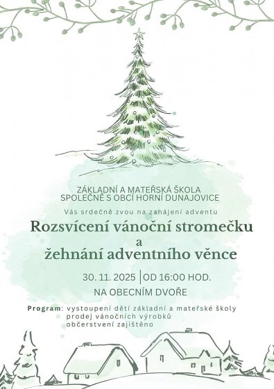 Plakát události Rozsvícení vánočního stromu v Horních Dunajovicích