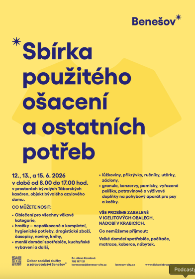Plakát události Sbírka použitého ošacení a potřeb pro domácnost