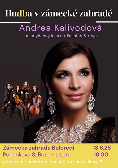 Plakát události Hudba v zámecké zahradě:Andrea Kalivodová a smyčcový kvartet FASHION STRINGS