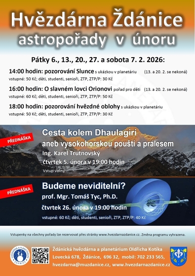 Plakát události Hvězdárna Ždánice: astropořady v únoru