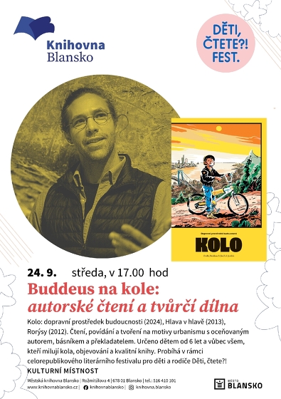 Plakát události Autorské čtení a tvůrčí dílna: Buddeus na kole