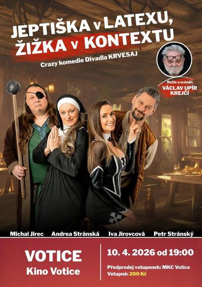 Plakát události Jeptiška v latexu, Žižka v kontextu - crazy komedie Divadla Krvesaj
