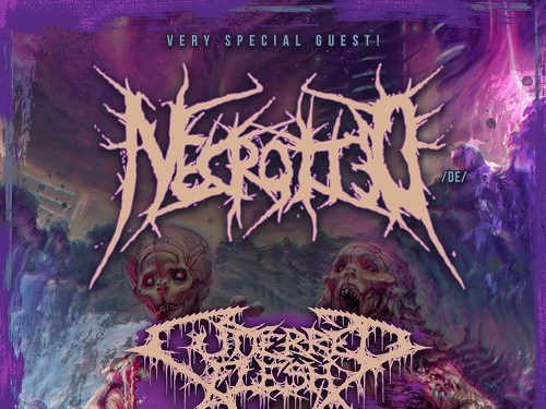 Plakát události Necrotted, Cutterred Flesh, Isacaarum, Ingrowing