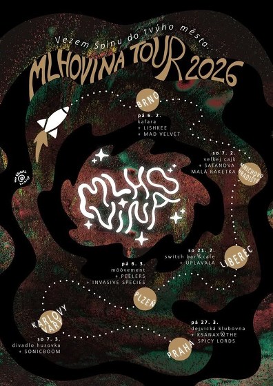 Plakát události Mlhovina (křest alba) + Lishkee + MAD VELVET