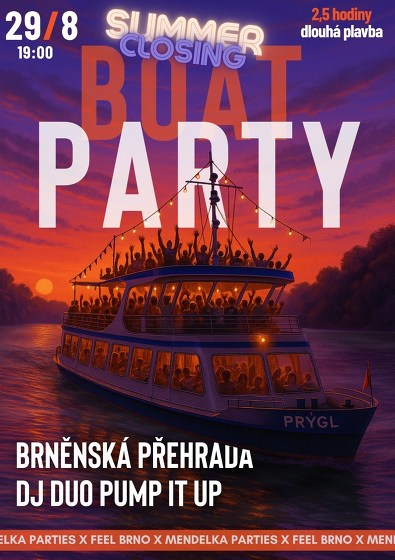 Plakát události Boat party vol. 4: Summer closing party x Brněnská přehrada