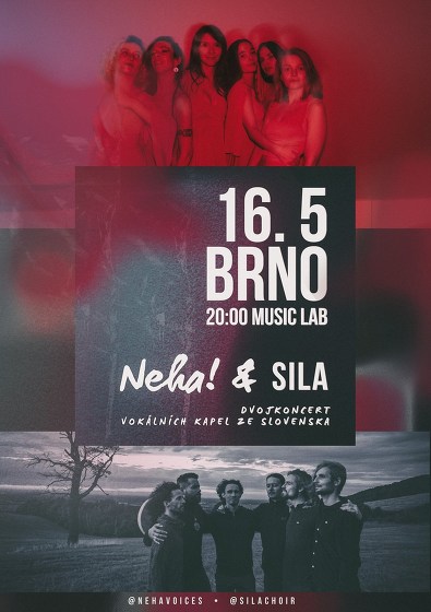 Plakát události Neha + Sila (dvojkoncert vokálních kapel)