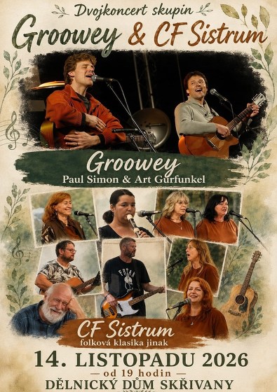 Plakát události CF Sistrum a Groovey - Simon & Garfunkel revival