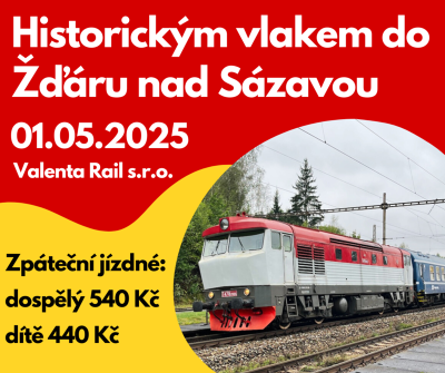 Plakát události Historickým vlakem do Žďáru nad Sázavou