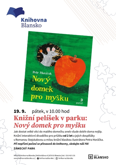 Plakát události Knižní pelíšek v parku: Nový domek pro myšku