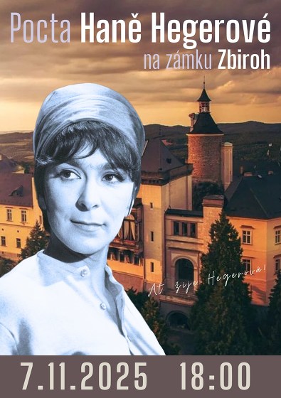 Plakát události Pocta Haně HEGEROVÉ na zámku Zbiroh