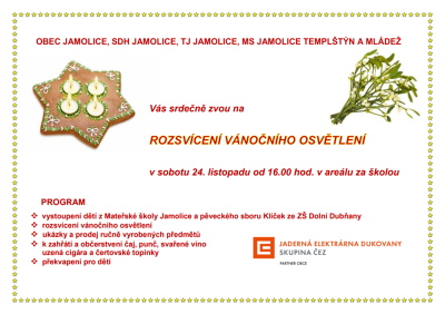 Plakát události Rozsvícení vánočního osvětelení
