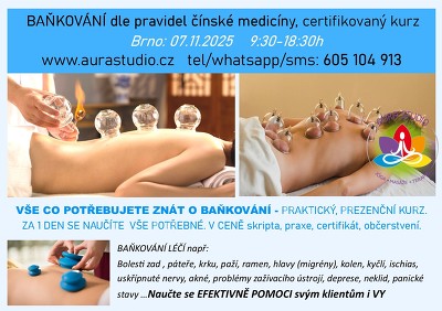 Plakát události kurz BAŇKOVÁNÍ dle čínské medicíny Brno 7.11.2025