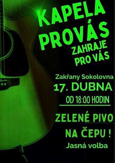 Plakát události Zelené pivo se skupinou PROVÁS
