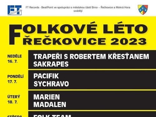 Plakát události Křesťan & Druhá tráva - Garcia - Folkové léto Řečkovice 2023