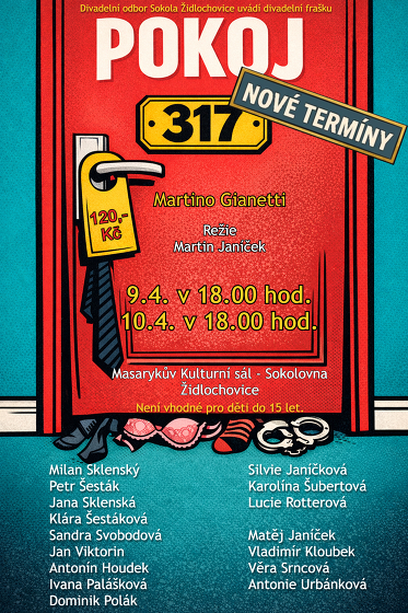 Plakát události Ochotnické divadlo židlochovice: Pokoj 317