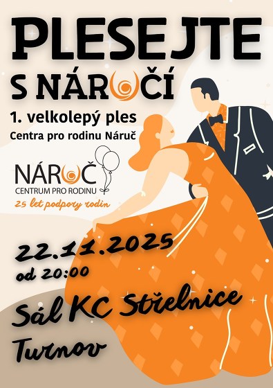 Plakát události PLESEJTE S NÁRUČÍ - 1. gala ples Centra pro rodinu Náruč