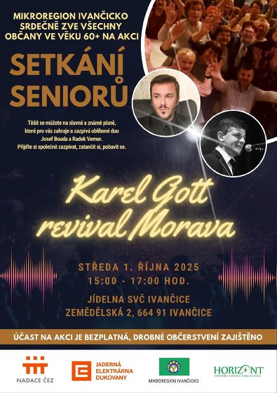 Plakát události Setkání seniorů s kapelou Karel Gott revival Morava
