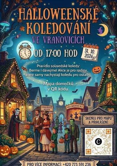 Plakát události Halloweenské koledování ve Vranovicích