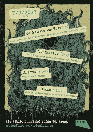 Plakát události Of Feather and Bone / Sedimentum / Autophagy / Gutless