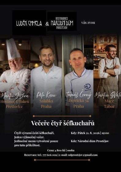 Plakát události Večeře čtyř šéfkuchařů