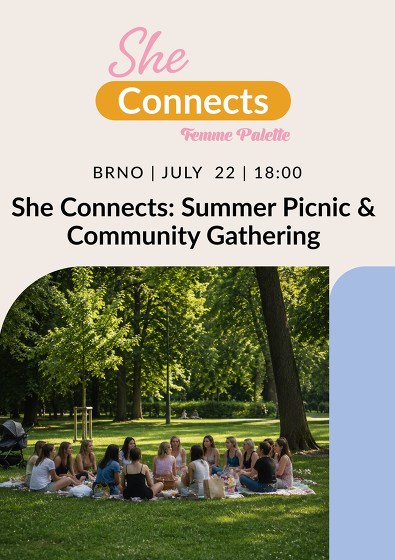 Plakát události She Connects: Summer Picnic & Community Gathering