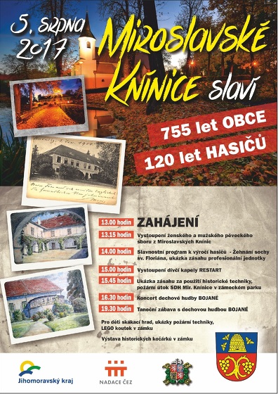 Plakát události Miroslavské Knínice slaví 755 let obce, 120 let hasičů