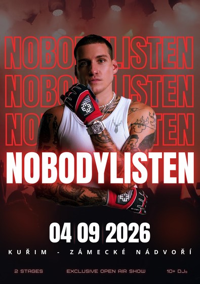 Plakát události NobodyListen - zámecké nádvoří, Kuřim