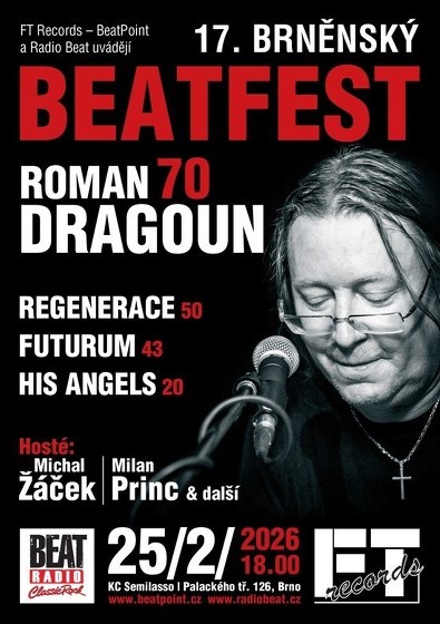 Plakát události 17. Brněnský Beatfest 2026 - Roman Dragoun 70